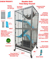 Mcage Deluxe Double Unit half-inch wire spacing keeps small pets secure.