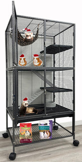 Mcage large two-story deluxe cage with four tiers for spacious play and rest