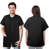 MCEAST pet groomer uniform front view with full zipper for quick wear