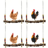 MdakeGo chicken bird swing packaging with four colorful swings for enrichment.