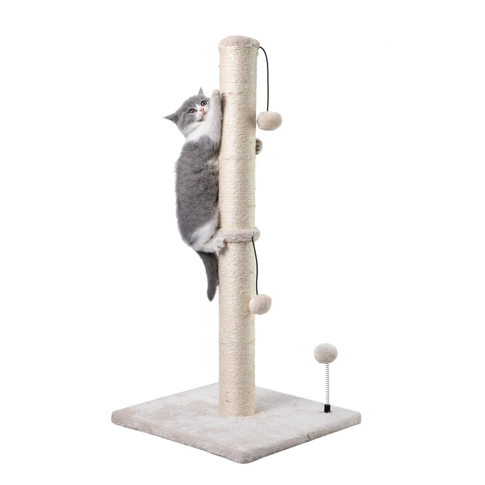 MECOOL 34tall cat scratching post base showcases sturdy construction for long-lasting indoor play