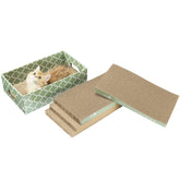 MECOOL Cat Scratching Board assembly shows easy setup for a multi-piece playground.