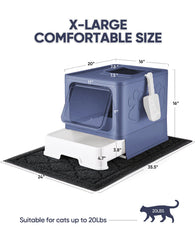 Medario foldable litter box shown for easy storage and travel.