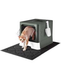 Medario cat litter box with foldable lid olive green for tidy spaces