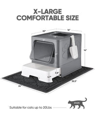 Medario cat litter box lid encloses space for cleaner littering.