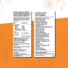 MediNatura T-Relief drops dog dosing image demonstrates easy mixing with meals.