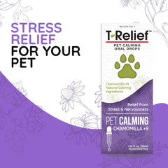 Chamomile-rich MediNatura T-Relief blend promotes gentle relaxation in pets