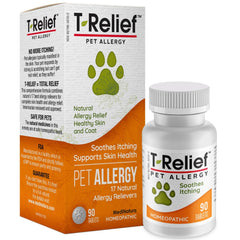 MediNatura T-Relief tablets pack ready for daily allergy support in dogs and cats.