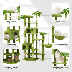 Meecal cat tree green exterior design brightens room while entertaining cats