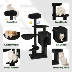 Meecal Gothic Black Cat Tree sisal posts for natural scratching
