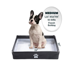 MEEXPAWS dog pee pad holder tray foldable design for easy storage and cleanup.