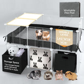 MEEXPAWS guinea pig cage panel-assembly shows sturdy coated steel for secure play.