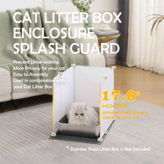 MEEXPAWS splash guard assembly demonstrates adjustable DIY shield for different litter boxes