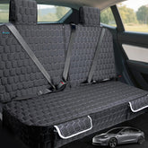 Meginc dog seat cover for Model 3 rear seat close-up showing snug fit and protection.