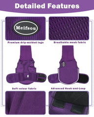 Meifsou dog anxiety vest hood rose back view shows secure, comfortable fit.