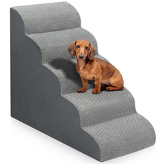 MEJYJEM dog stairs show 28.7 inch height and 5-step design for easy bed access