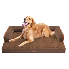 MEKIY coffee large dog bed memory foam for supported, cozy naps