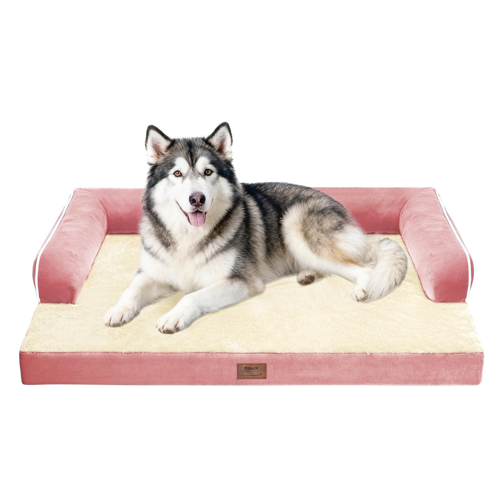 MEKIY dog bed orthopedic-foam demonstrates high-density support for joint-friendly sleep.