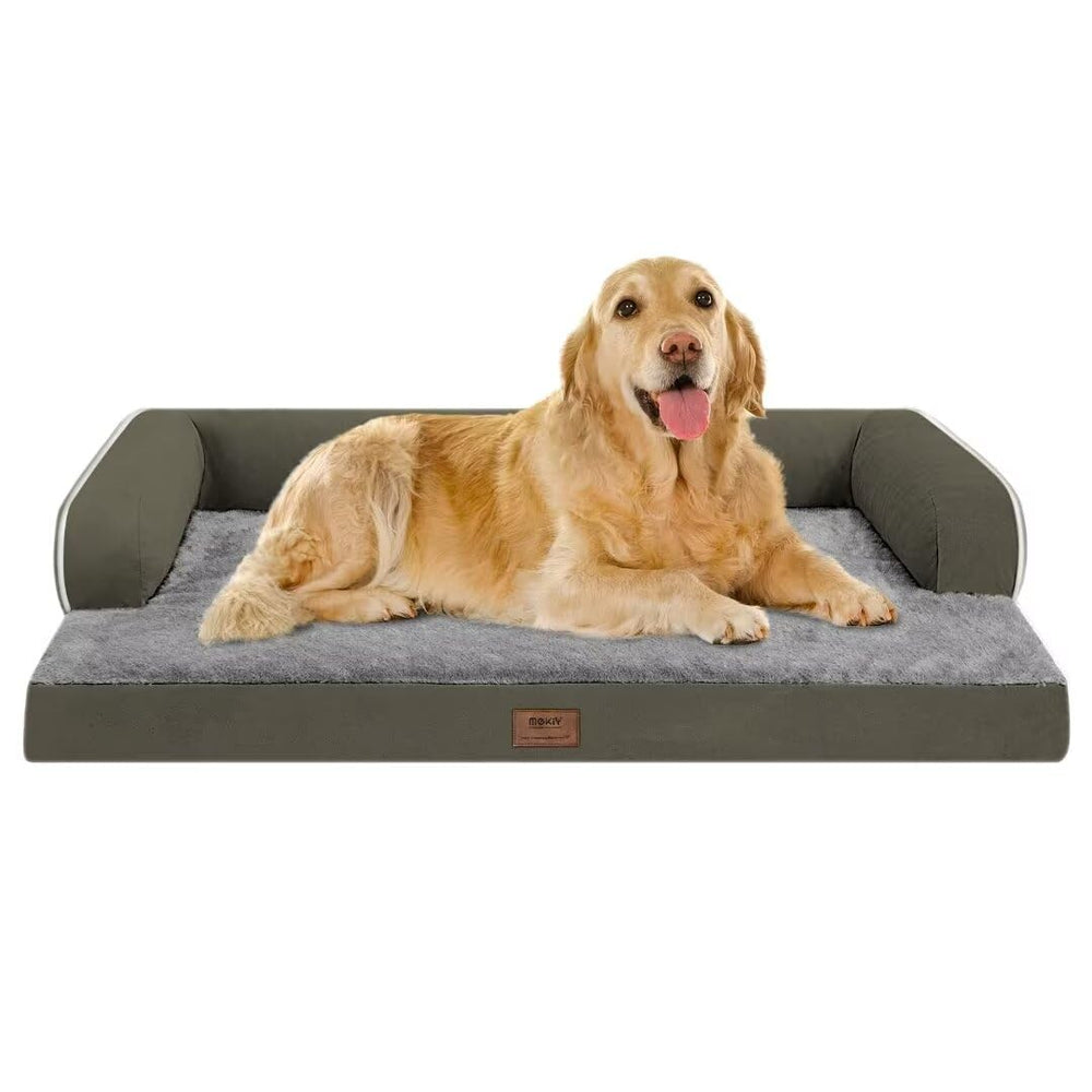 MEKIY large dog bed orthopedic foam top view supports joints during rest.