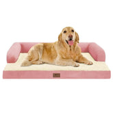MEKIY large pink orthopedic dog bed with plush velvet surface for luxurious comfort.