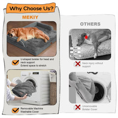MEKIY small dog bed with U-shaped bolster for relaxed, stretch-friendly lounging