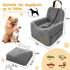 Melafa365 dog car seat booster elevated view through window for small dogs during travel.