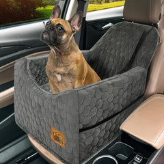 Melafa365 dog car seat booster with side pockets provides convenient storage on road trips.