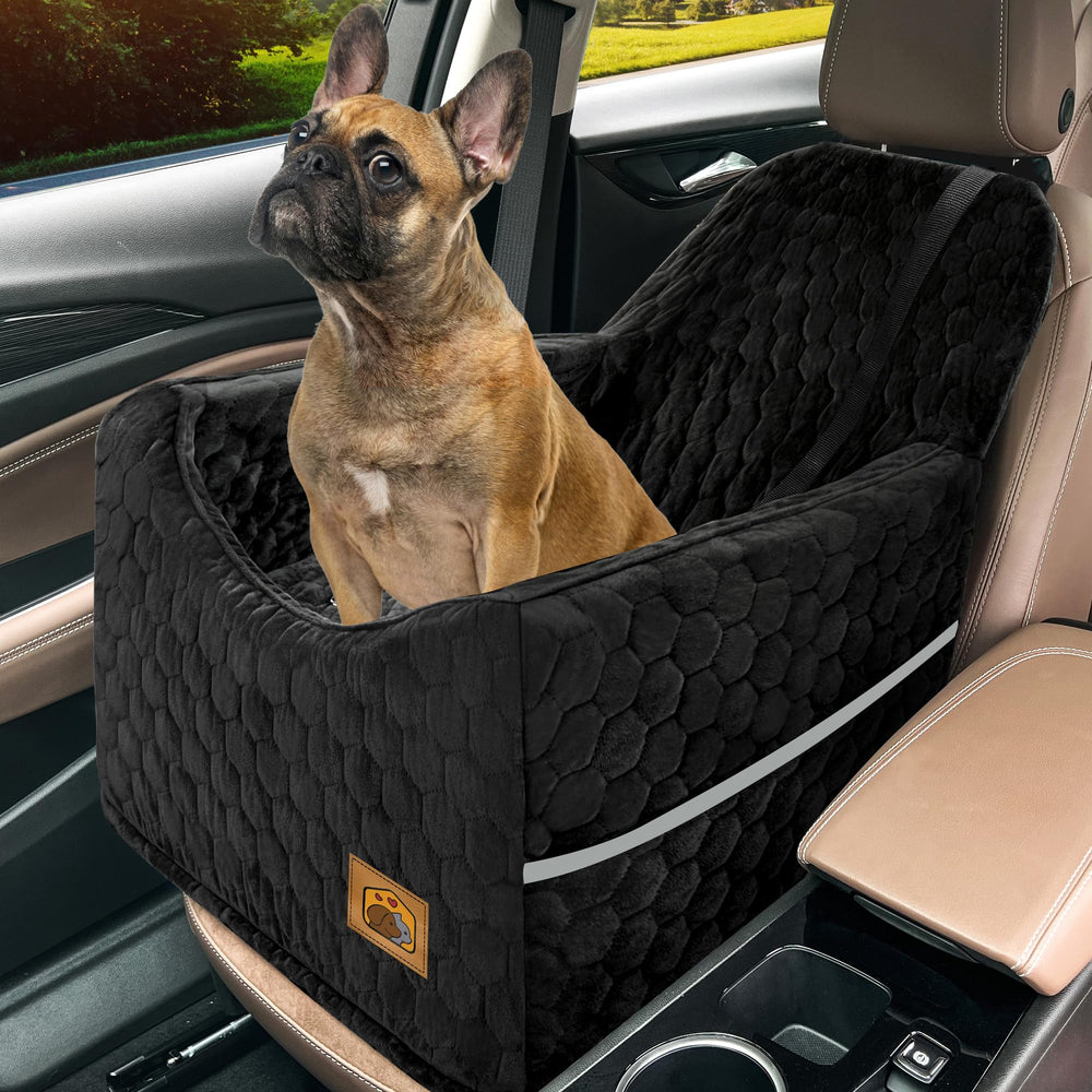 Melafa365 dog car seat in crystal velvet fabric offers plush comfort for road trips.