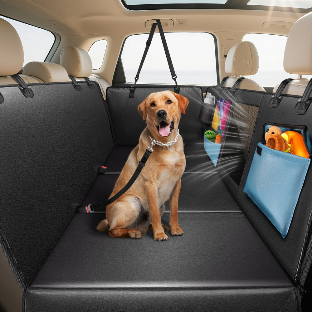 MellowMates dog car seat cover back seat extender protects upholstery on family trips