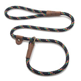 Mendota Pet Slip Leash in black confetti, USA-made, ideal for training on the go.