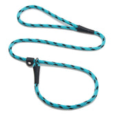 Mendota Pet Slip Leash in Black Ice Turquoise, compact for easy training control