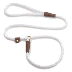 Mendota Pet slip leash collar white 4ft closeup shows durable training-ready construction