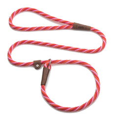 Mendota Pet Slip Leash taffy 6ft closeup highlights durable braided rope for comfortable handling.