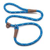 Mendota Slip Leash Night Viz blue closeup rope shows durable reflective material for safer night walks.