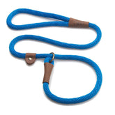 Mendota slip leash USA-made blue 6ft demonstrates durable braided rope for training.