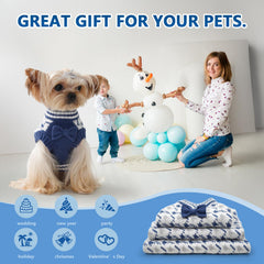 MengMengDa dog sweater blue bow removable for versatile styling