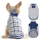 MengMengDa dog sweater blue front view keeps small dogs warm on chilly walks