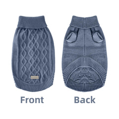 MengMengDa dog warm winter sweater side view shows snug knit for easy mobility.