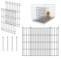 MENGSTER dog crate divider two-pack in black metal front view shows sturdy, space-managing solution.