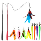 MeoHui cat feather teaser wand extendable in hand for interactive play and exercise