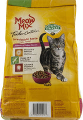 Meow Mix serving bowl with Tender Center kibble suggests easy meal times