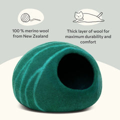 MEOWFIA Cat Cave Emerald top view illustrating dual-use comfort space