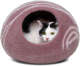 MEOWFIA Cat Cave front view in gold rose offers a cozy hideaway.