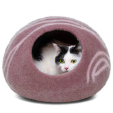 Meowfia Cat Cave Gold Rose exterior front view showing a cozy indoor hideaway.