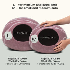Meowfia Cat Cave Gold Rose interior snug space for restful naps.