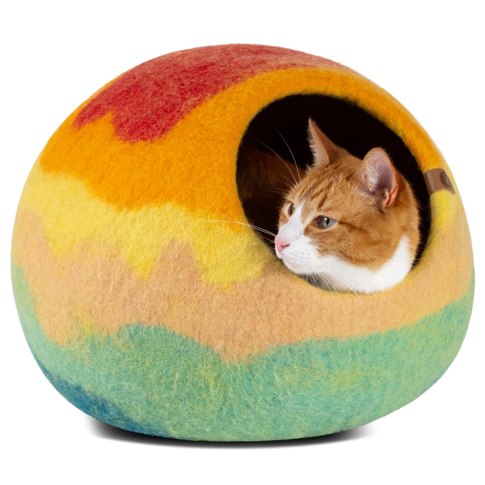 MEOWFIA cat cave interior view shows a cozy private space for cats to nap comfortably.