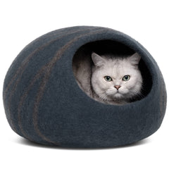 MEOWFIA Cat Cave front view showing cozy wool hideaway