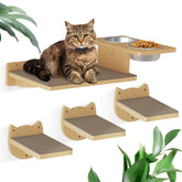 MeowHomm cat wall shelves platform with three steps provides climbing and resting space.