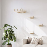 MeowHomm cat wall shelves wood frame highlights sturdy multi-level design for climbing and lounging