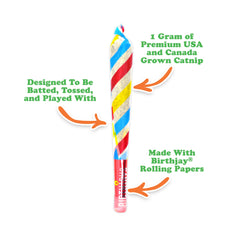 Meowijuana catnip joint 1gram closeup emphasizes potent scent and play-ready texture.